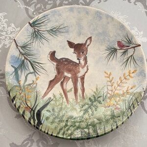 Hand-Painted Deer and Nature Plate - One of a Kind